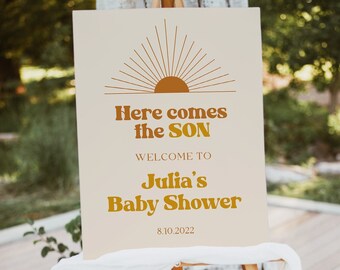 Sunshine Baby Shower Welcome Sign, Modern Neutrals (Instant Download)