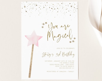 Magical Fairy Birthday Invitation: Princess Party, Editable Template