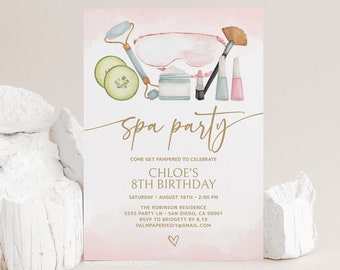 Spa Birthday Invitation: Pamper Party, Editable Template (Digital Download)