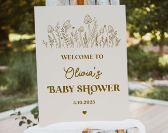 Mushroom Baby Shower Welcome Sign: Enchanted Forest Theme (Digital Download)