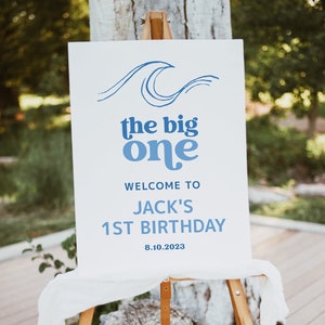 The Big one 1st Birthday, Welcome Sign, Digital Download, Signage, Editable Template, Surf Beach Theme Party, Templett B1