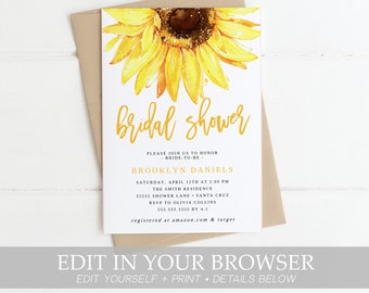 sunflower invitation etsy