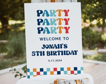 Boy Birthday Party Welcome Sign Template, Colorful, Digital Download Decor, Kids Bday, Printable, Templett