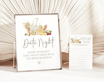 Date Night Ideas, Farmers Market Bridal Shower Sign and Card Template, Activity, Digital Download, Templett frm
