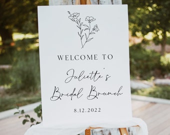 Modern Minimalist Bridal Shower Welcome Sign, Editable Template (Instant Download)