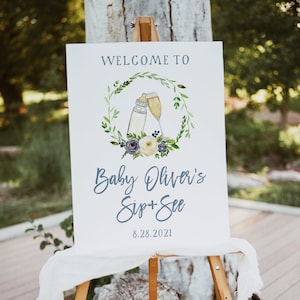 Sip and See Willkommensschild Vorlage, Babyparty Treffen und Greet, Sofortiger Download Bearbeitbare Vorlage, Coed, Templett