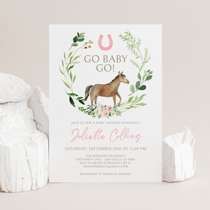 Kentucky Derby Baby Shower Invitation: Horse Theme, Editable Template (Digital Download)