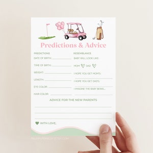 Pink Golf Baby Shower Predictions and Advice, Golfing Theme, Instant Download, Games, For Girl, Partee, Templett G2