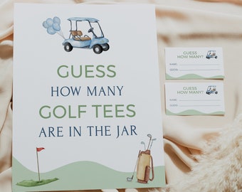 Golf Baby Shower Game, Guess How many, Golf tees, Golfing theme party, Activity, Hole in One, Digital Download, Guessing Game, Templett G1