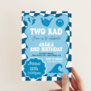 Two Rad Surf Birthday Invitation: 2nd Birthday Party (Digital Download)