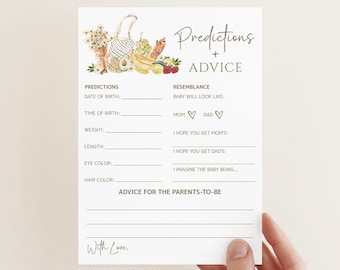 Farmers Market Baby Shower Predictions and Advice, Locally Grown, Instant Download, Templett frm