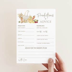 Predicciones y consejos para baby shower de Farmers Market, Cultivo local, Descarga instantánea, Templett frm