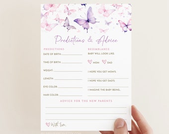 Butterfly babyshower voorspellingen en advies, Enchanted to meet you, vlinders, advies voor ouders, Templett