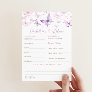 Butterfly babyshower voorspellingen en advies, Enchanted to meet you, vlinders, advies voor ouders, Templett
