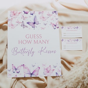 Guess How many, Butterfly Game Template, Enchanted, Butterfly Kisses, Activity, Digital Download, Templett