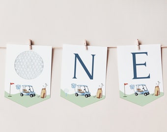 Golf 1st Birthday High Chair Banner, Hole in One Decor (Digital Download)