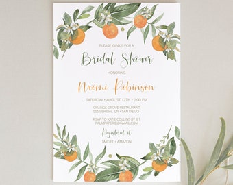 Orange Bridal Shower Invitation: Citrus Summer Brunch (Editable Template)