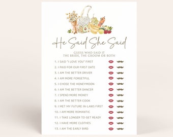 Farmers Market Bridal Shower Game, He Said She Said (Digital Download)