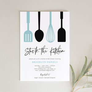 Kitchen shower invitation, Stock the Kitchen, Bridal Shower invitations, Digital Invites, Template, EDITABLE Download, Templett, Any Color