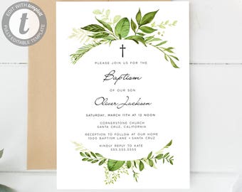 baptism invitation boy digital girl lds printable etsy