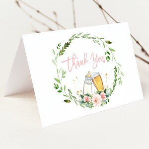 Bébé brasse carte de remerciement, Fille, Brasserie Baby Shower, Bière, Couples, Modèle modifiable, Templett
