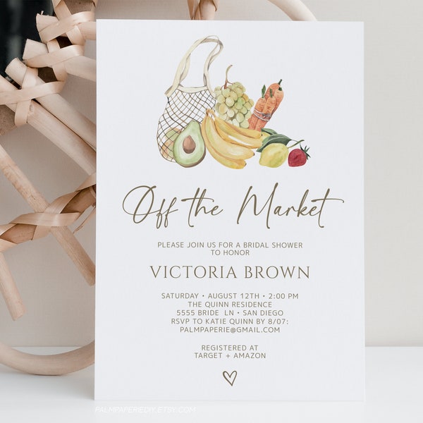 Farmers Market Bridal Shower Invitation, Digital Download, Off the Market, Bridal Brunch Invites, Template, Templett