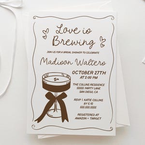 Espresso Martini Bridal Shower Invitation, Love is Brewing, Editable Template, Bow, Invite Template