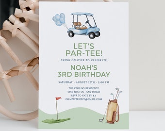 Golf Birthday Invitation: Lets Partee, Editable Template (Digital Download)