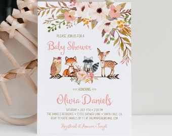Woodland baby 2024 shower invitations
