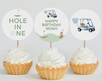 Golf 1st Birthday Cupcake Toppers, Golfing Theme (Digital Download)