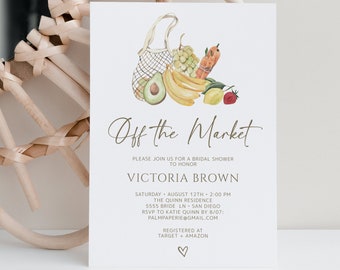 Farmers Market Bridal Shower Invitation, Digital Download, Off the Market, Bridal Brunch Invites, Template, Templett