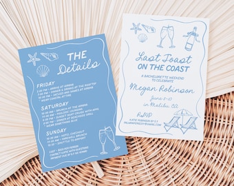 Beach Bachelorette Itinerary Template: Last Toast on the Coast, Coastal (Digital Download)