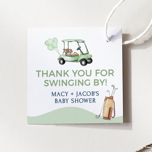 Golf Baby Shower Favor Tag, Golfing Theme Birthday Party Thank you tags, Digital Download Printable Template, Partee, Templett G3