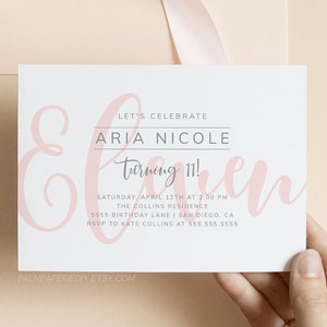 Modern 11th Birthday Invitation Template (Instant Download)