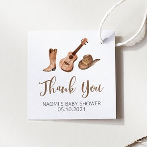 Cowboy baby shower Favor Tag, Thank you tags, Digital download template, Country theme Birthday, Rustic, Gift tags, Editable Templett