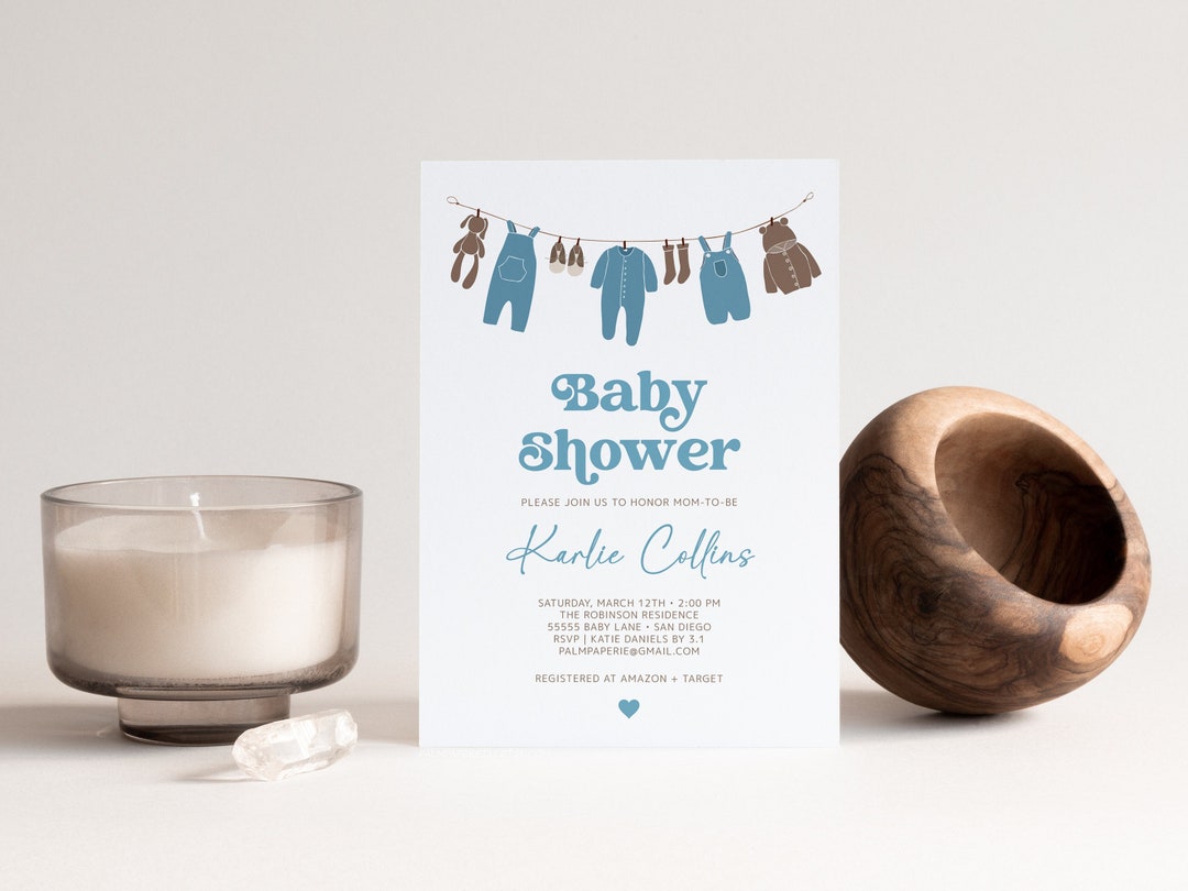 Boy Baby Shower Invitation, Digital Download Template, Baby Sprinkle ...