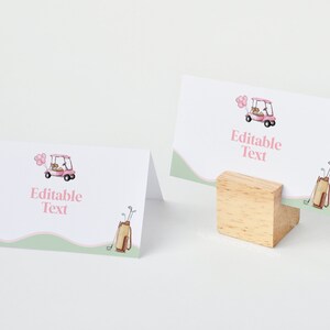 Pink Golf Theme Place Cards, Name Template, Food Label, Golfing Baby Shower Birthday Partee, Digital Download, Templett, G2 image 2