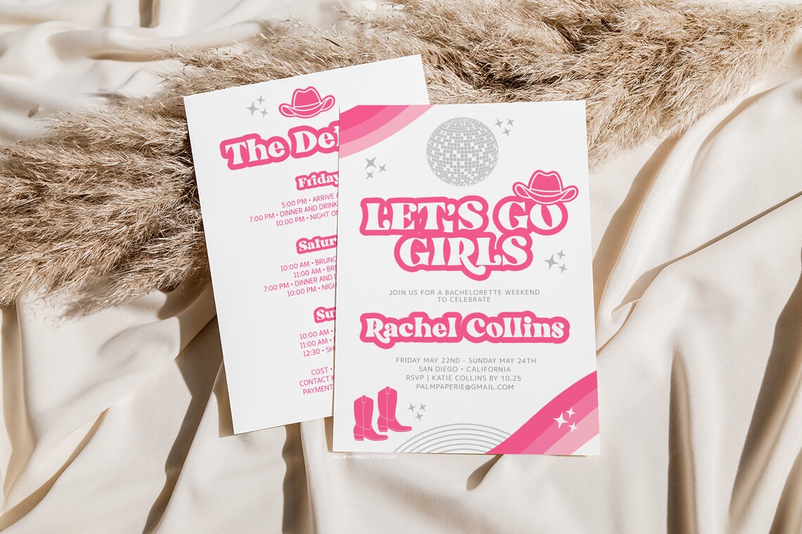 Let's Go Girls Bachelorette Invitation Itinerary Invite - Etsy