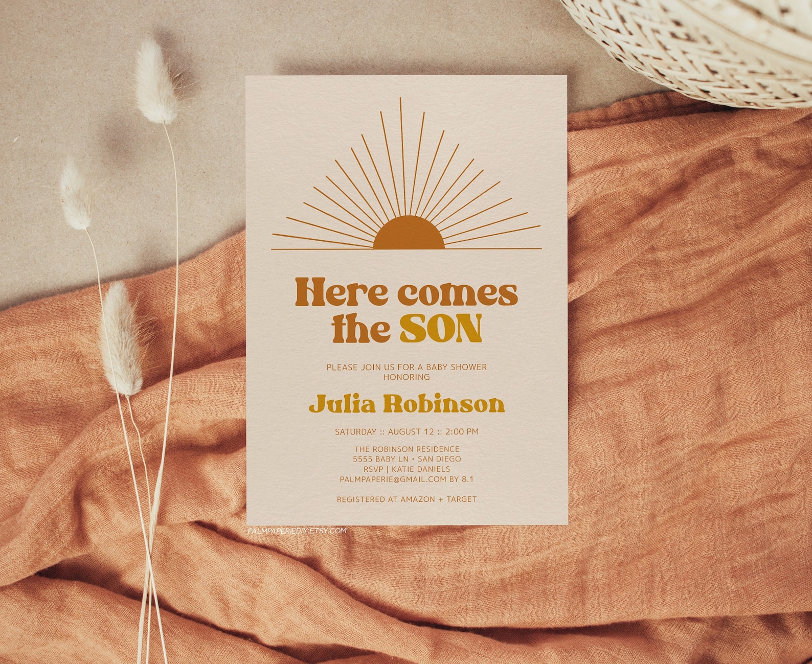 Here Comes the Son Invitation Sun Baby Shower Invites for Etsy