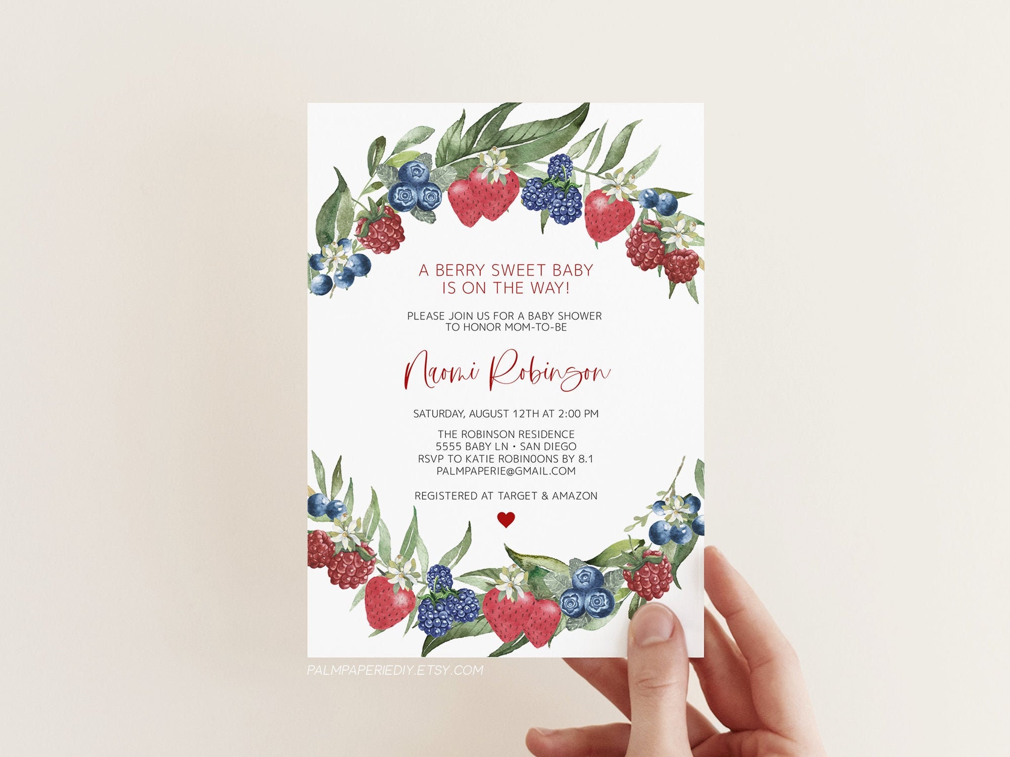 Editable Drive By Baby Shower Invitation Boy Strawberry Berry Sweet Baby Shower Sprinkle Drive Through Invite Instant Download AL118