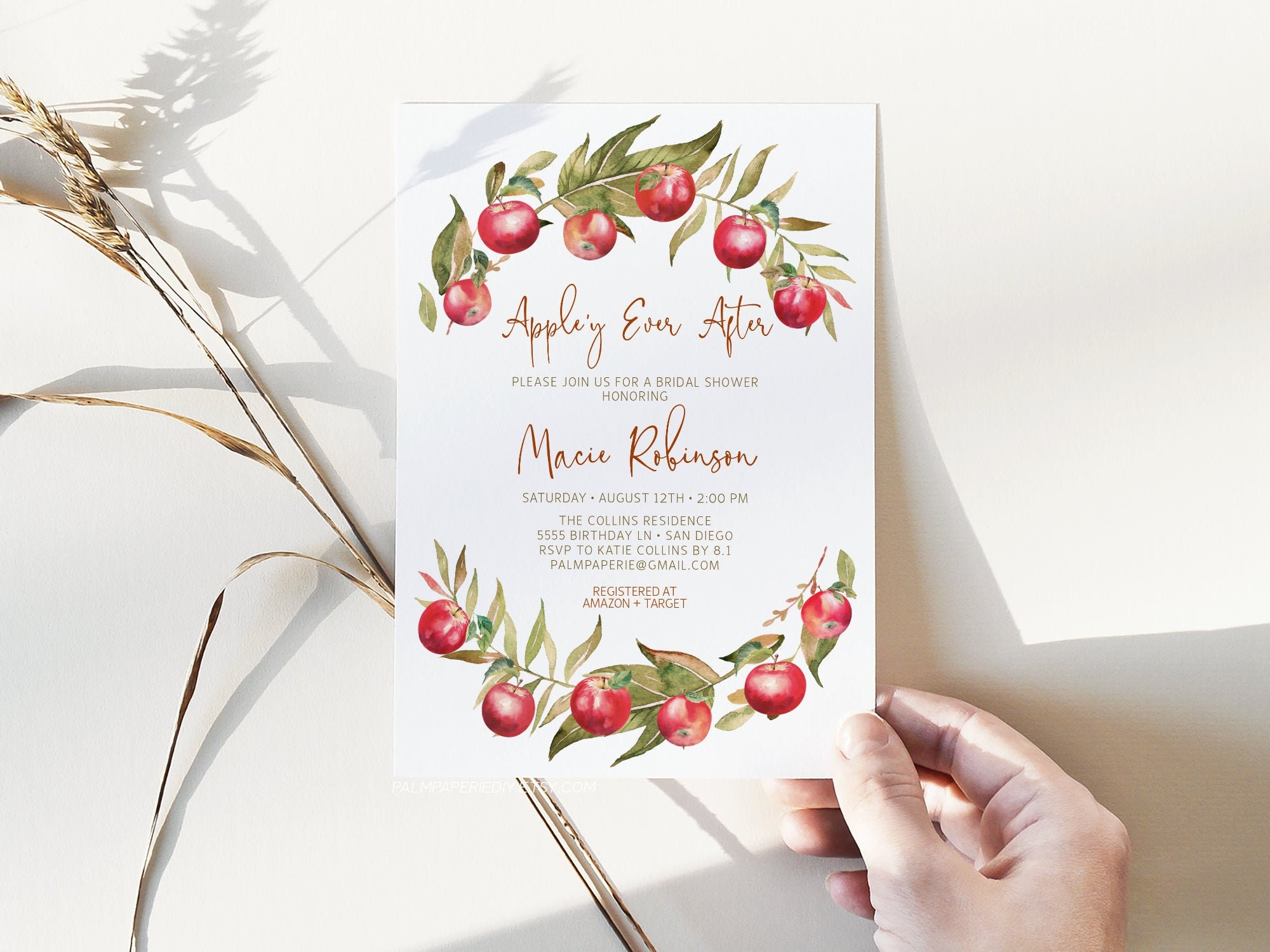 Apple Bridal Shower Invitation, Fall Theme (instant Download) - Etsy, image size:2000x1499