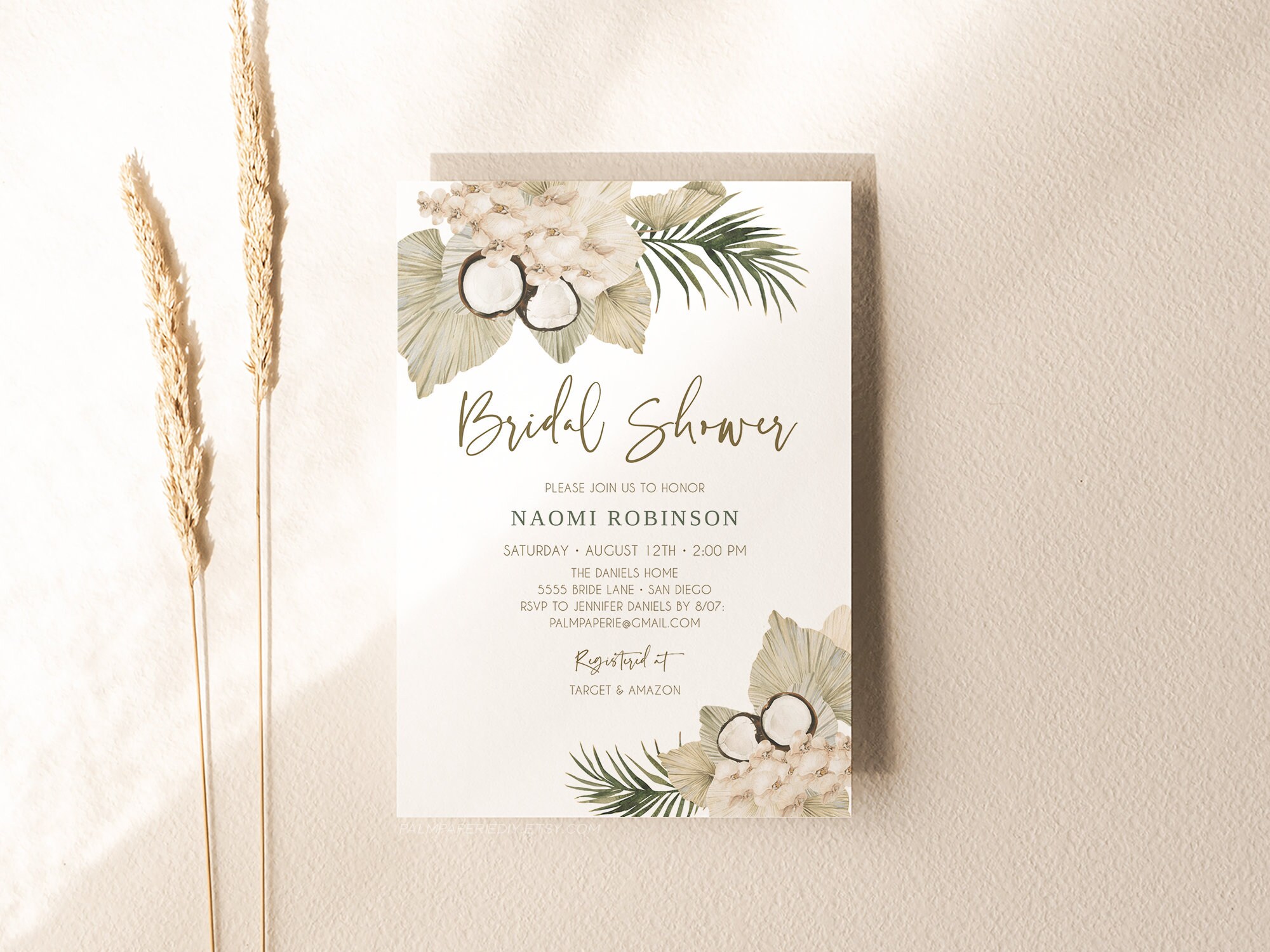 Backyard Picnic Boho Bridal Shower Invitation Editable Bohemian Invites Instant Download Template Templett