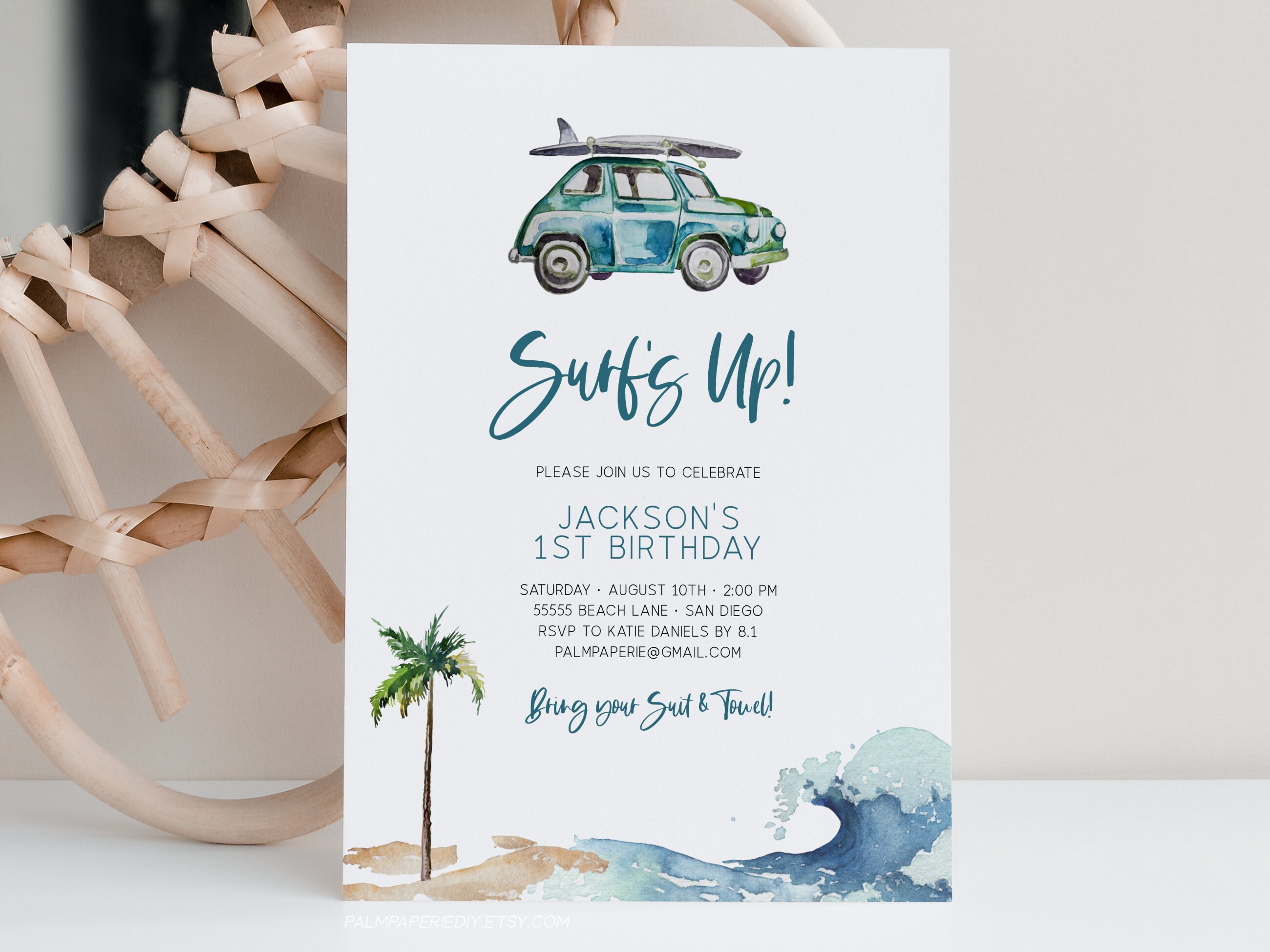 INSTANT DOWNLOAD EDITABLE Surf's up Birthday 2 