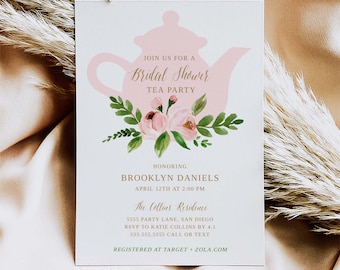 Pink Tea Party Brautparty Einladung Vorlage (Instant Download)
