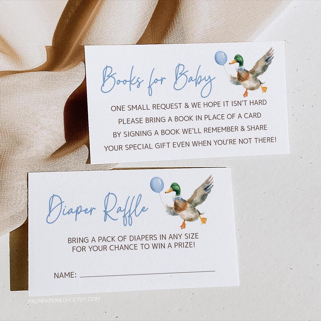Duck Baby Shower Diaper Raffle Books for Baby, Mallard Duck Themed ...
