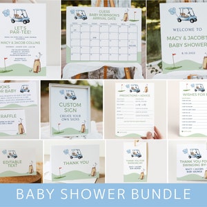 Golf Baby Shower Bundle, Template Package, Golfing Theme Invitation, CoED Shower Decor Set, Partee, Digital Download, Templett G1
