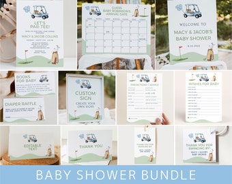 Golf Baby Shower Bundle, Template Package, Golfing Theme Invitation, CoED Shower Decor Set, Partee, Digital Download, Templett G1