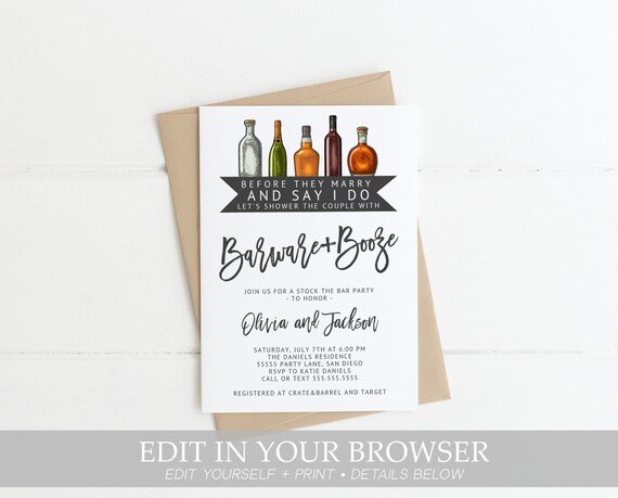 stock the bar invitation instant download template invite etsy