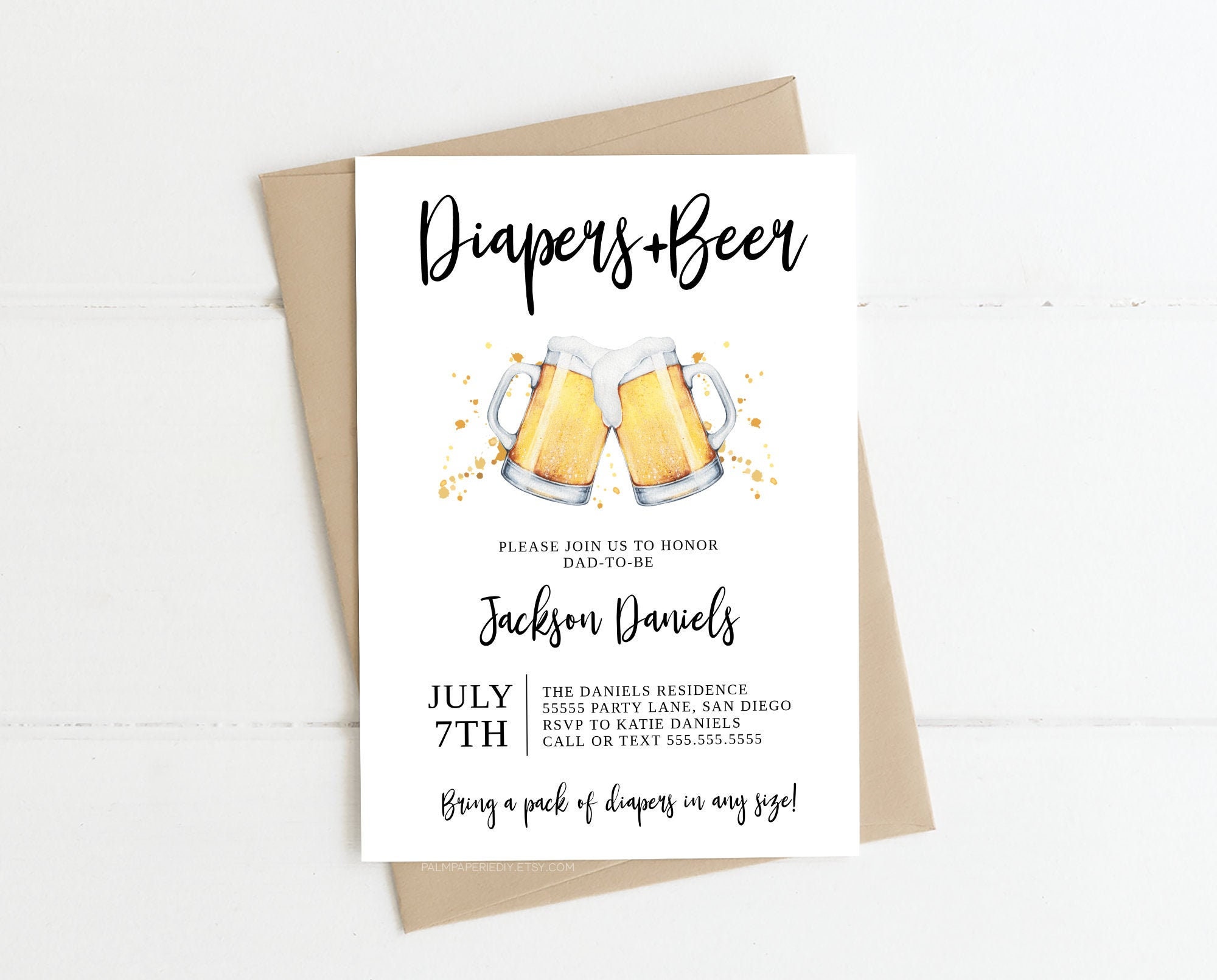 Diapers and Beer Invitation Huggies and Chuggies INSTANT Etsy