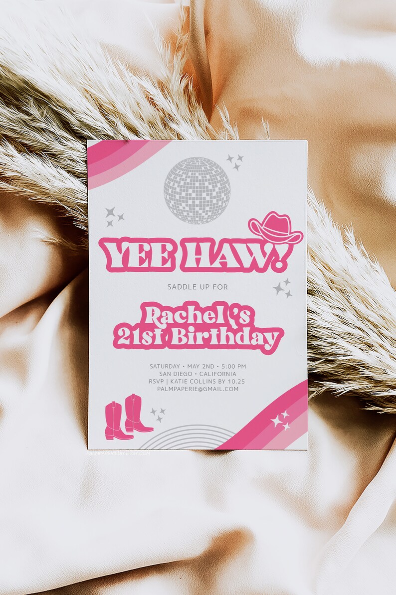 Space Cowgirl Birthday Invitation Disco Country Westerntheme - Etsy